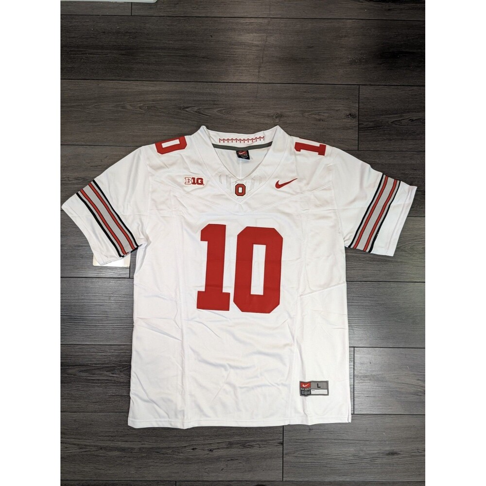 Julian Sayin #10 White Buckeye Stripe 2026 OSU Ohio State Football Jersey Large